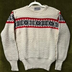Vintage 40s Larson-Kuhn Nordic Snowflake Wool Sweater - Modern S/M